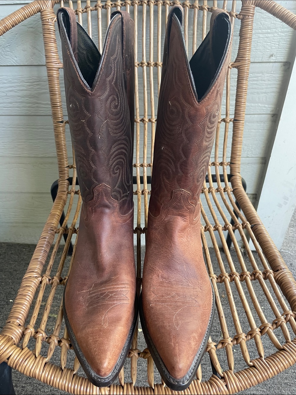 TEXAS AMERICAN MADE in USA 
Men's Brown Leather Western Cowboy Boots